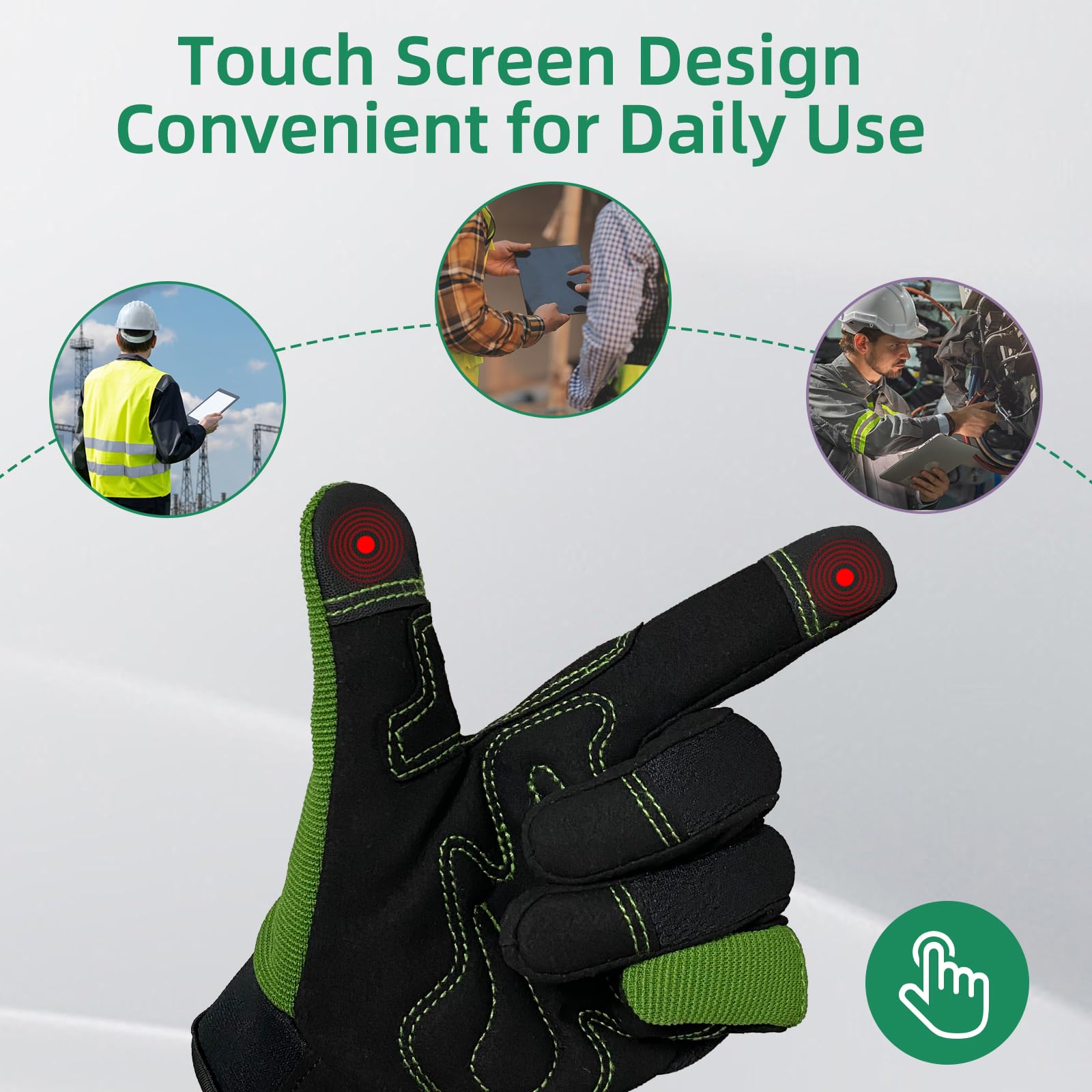 Guantes de Jardinería para Mujeres y Hombres, Guantes de Jardín con Pantalla Táctil, Guantes de Trabajo Resistentes a Espinas y Perforaciones, Regalos de Jardinería para Mujeres (verde, L)