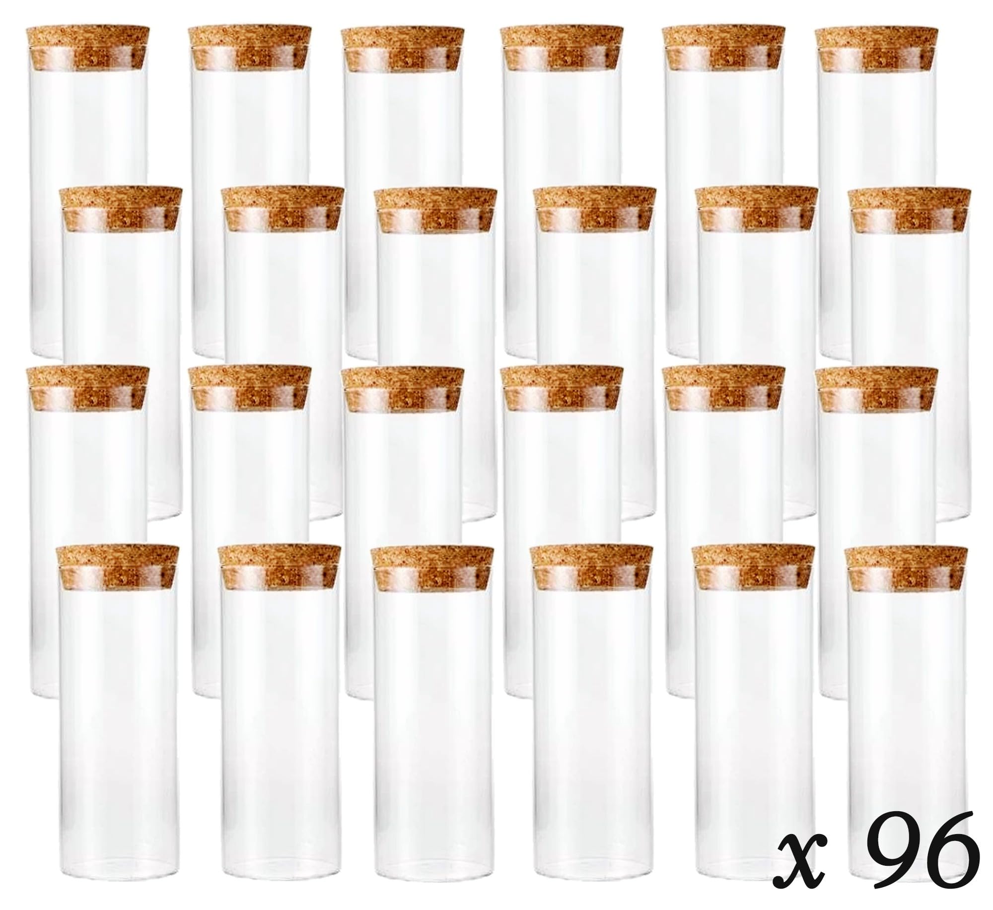96 provette portaconfetti in Vetro con Tappo in Sughero h 7 cm ø INT. 2,2 cm