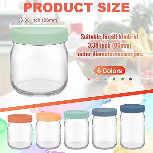 Miniatura 2 de Tapas de silicona para frascos, tapa gruesa a prueba de fugas para frascos Mason de boca, tapas grandes reutilizables para tarros de conservas