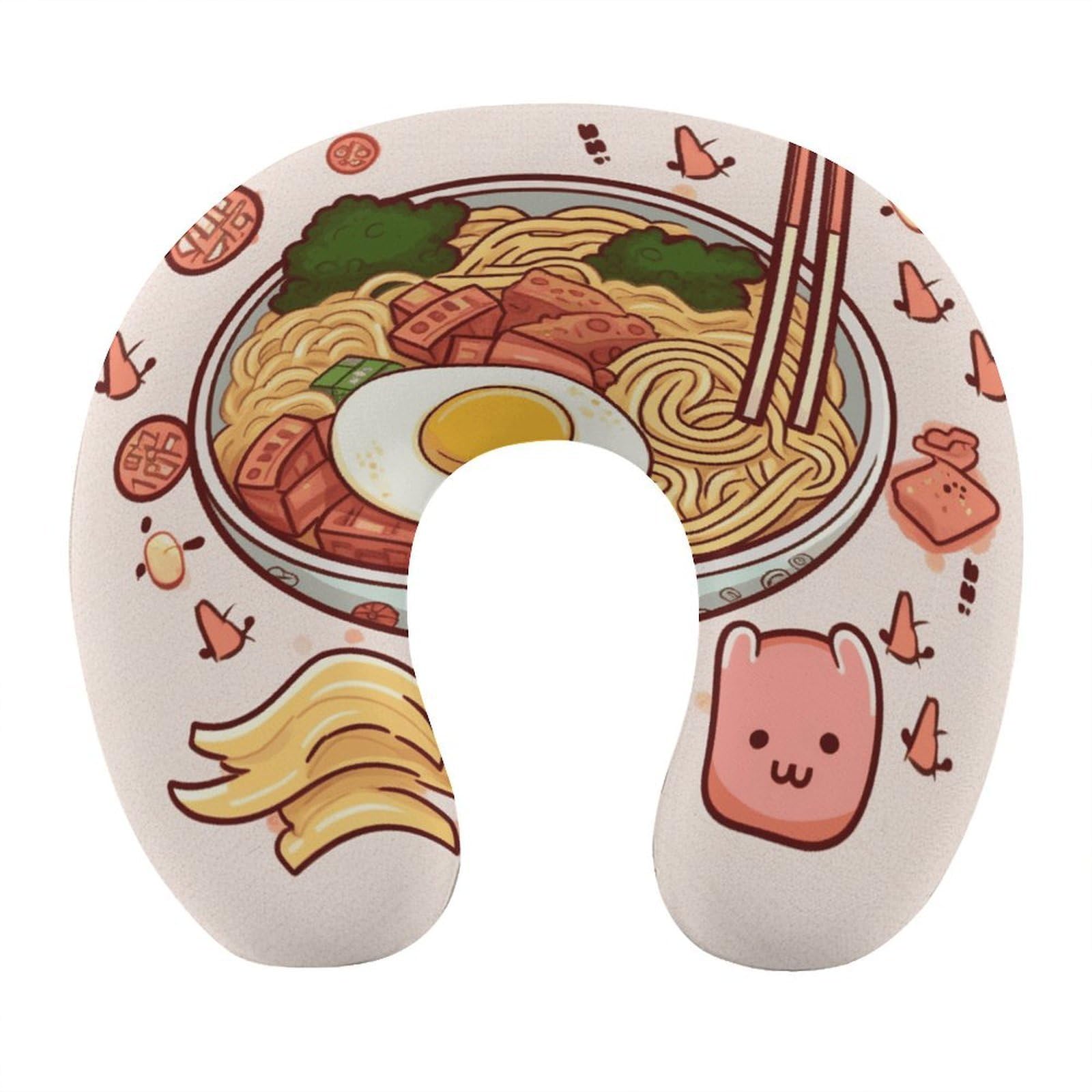 FekiLoot Delicious Sweet Ramen Travel Pillow,U Shaped Office Napping Pillow Support Neck and Head Comfortable Travel Neck Pillow U Shape Sleeping Essentials for Long Haul Flights