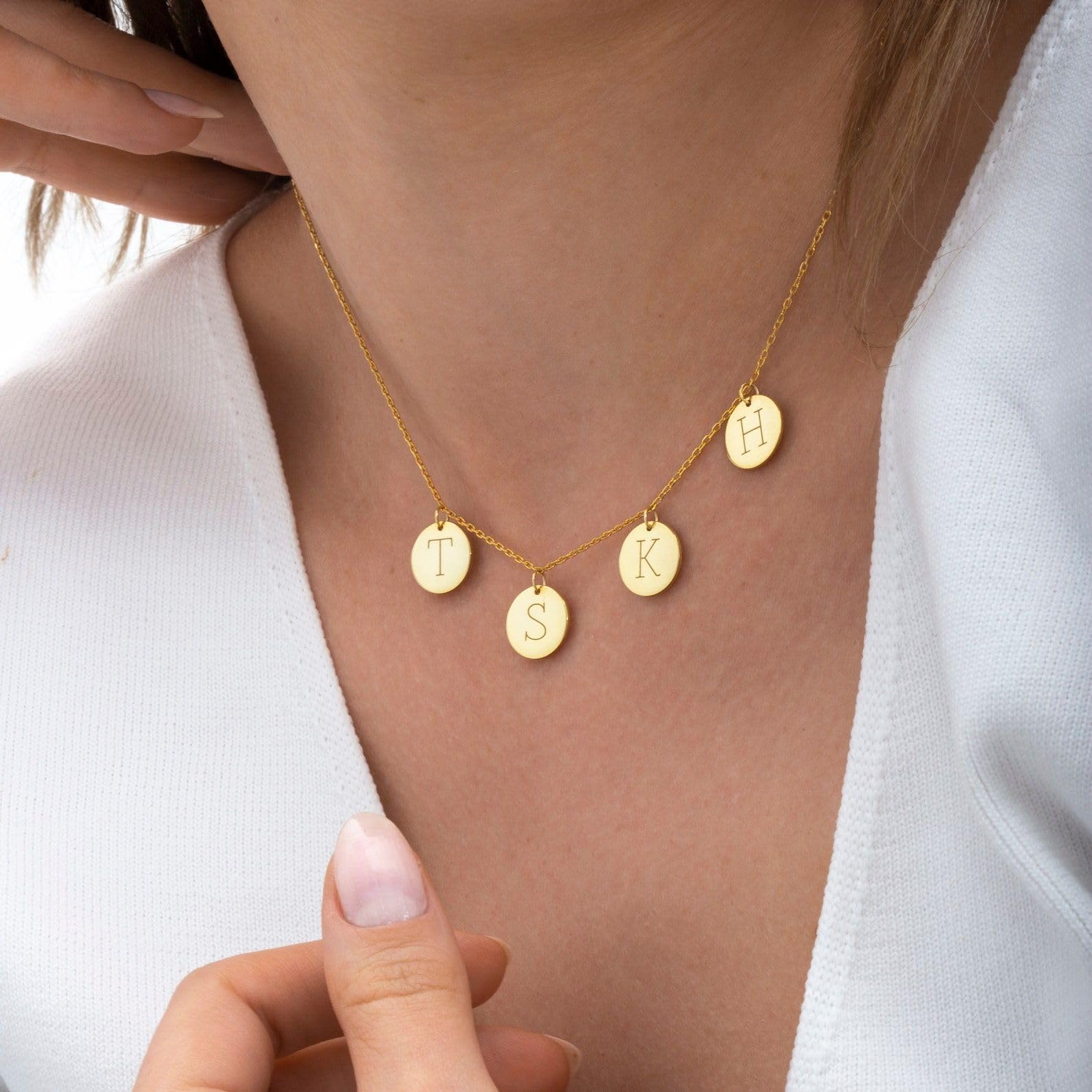 Personalizzato argento sterling disco collana iniziale ciondolo su misura gioiello