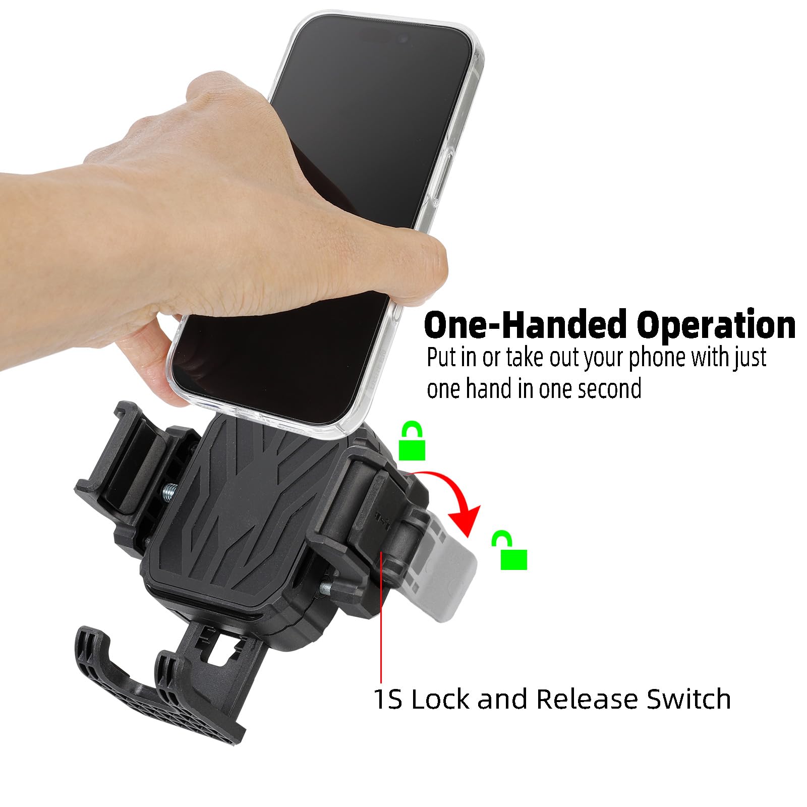 Supporto per telefono a sfera regolabile da 2,5 cm con braccio medio da 9 cm per smartphone da 4,7 a 7 pollici, supporto universale per telefono con smorzatore di vibrazioni [compatibile con