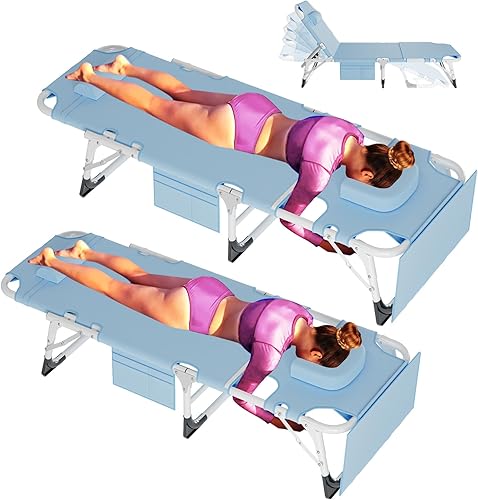 Miniatura 15 de ABORON - Silla de bronceado 3 en 1 extragrande con tapete y reposabrazos, tumbonas plegables resistentes, 5 posiciones para exteriores, para playa