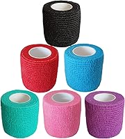 Vista 158 de Baisunt Paquete de 6 vendajes cohesivos de 1 pulgada, cinta autoadhesiva autoadhesiva autoadhesiva transpirable para muñeca, tobillo, deportes