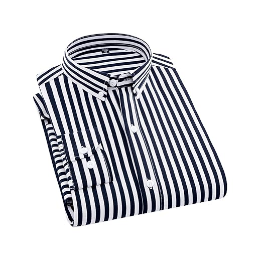 Camisa social masculina clássica casual listrada vertical slim fit manga longa