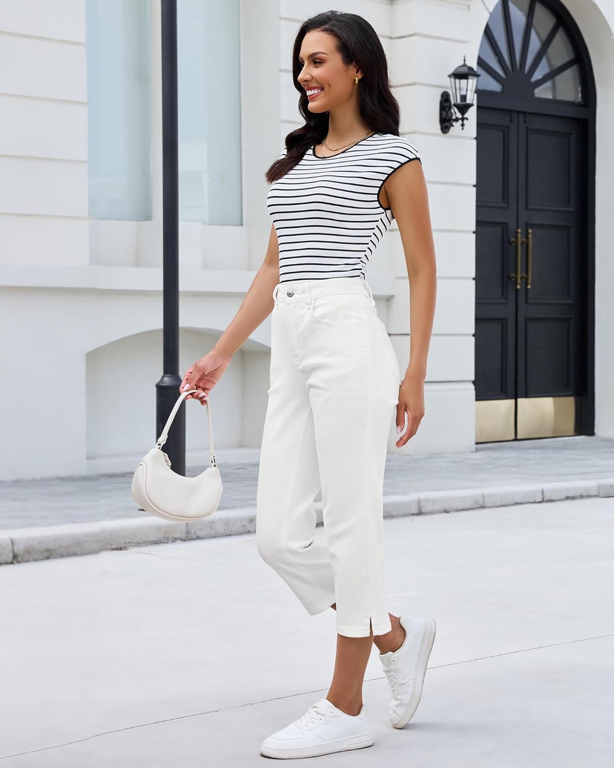 luvamia Capri Jeans for Women Trendy High Waisted Side Slit Casual Relaxed Fit Stretchy Denim Summer Jean Capris Pants - Image 5