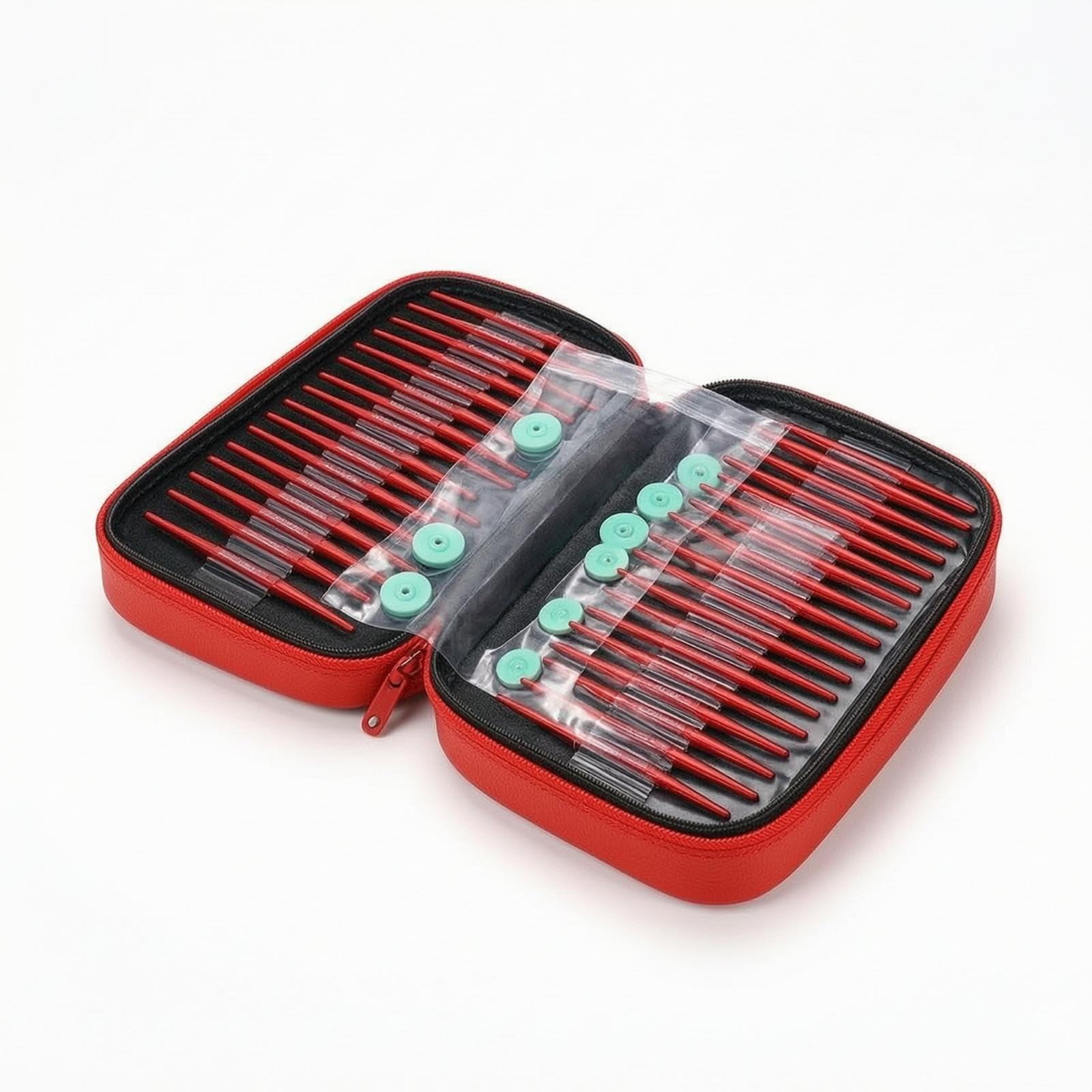 SNAPPSY Interchangeable Circular Knitting Portable Interchangeable Knitting Point Kit Flexible for Knitters, Hobbyists Red Square Bag 13-picture-12