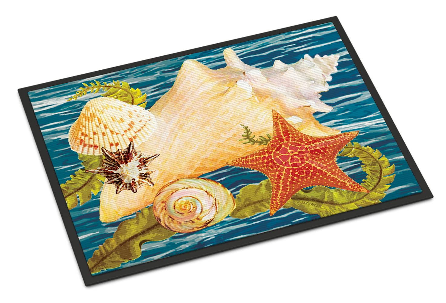 Caroline's Treasures PRS4057MAT Conch Starfish and Cockle II Doormat 18x27 Front Door Mat Indoor Outdoor Rugs for Entryway, Non Slip Washable Low Pile, 18H X 27W