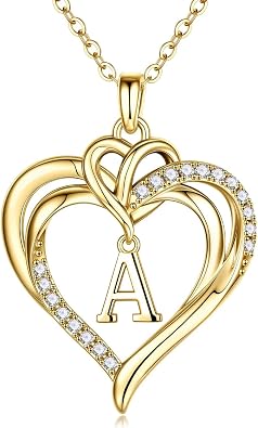 MONOOC Heart Initial Necklace for Women Teen Girls - Gifts for Women Jewelry