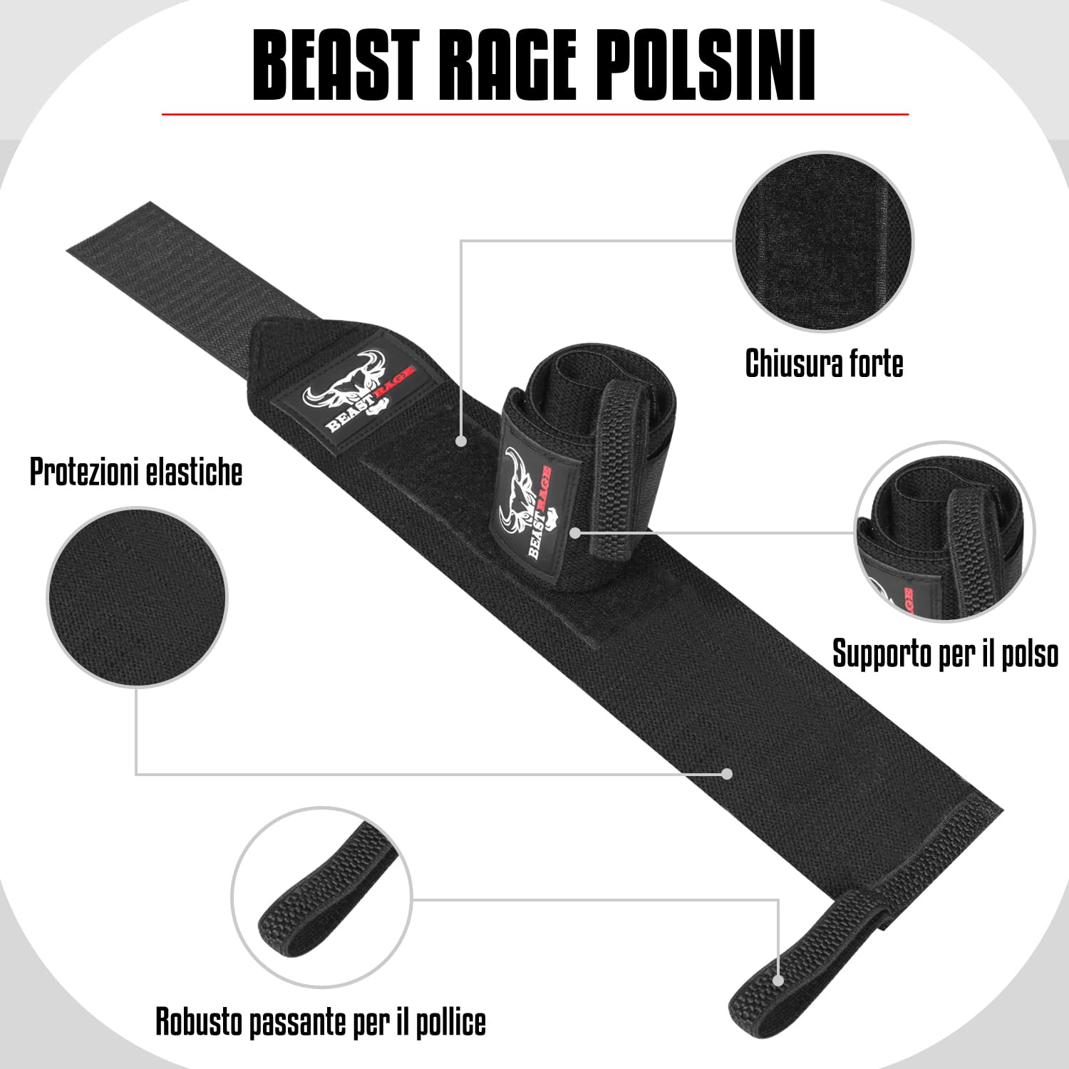 BEAST RAGE Straps Palestra Cinghie per Sollevamento Pesi Imbottite, Supporto per i Polsi, Cinghie per Fitness e Palestra, con Presa Flessibile Gel Fasce Polsi Accessori