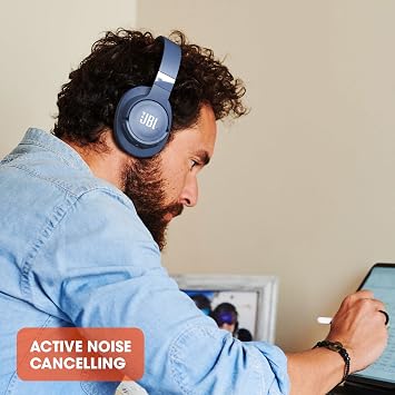 JBL Tune 760 NC Wired and Wireless Over-Ear Headphones with Built-In Microphone, Active Noise-Cancelling and Hands-Free Controls, Black