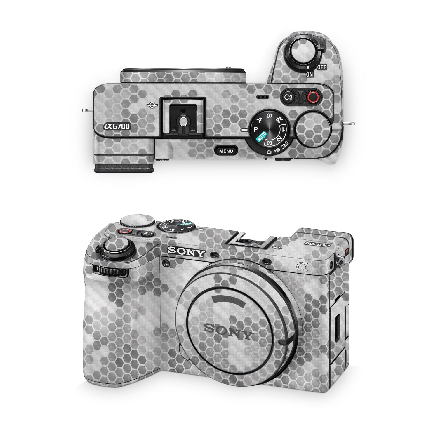 Carbon Fiber Camera Skin Compatible with Sony A6700 Mirrorless Camera (2023) - Camo Hexadots - Premium 3M Vinyl Protective Wrap Decal Cover - Easy to Apply | Crafted in the USA by MightySkins