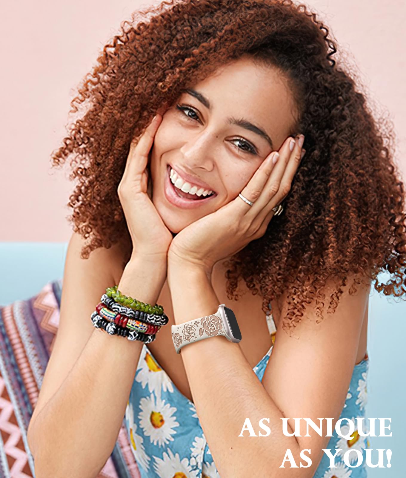 Adorve Floral Engraved Bands Compatible with Apple Watch Band 41mm 40mm 38mm 42mm 44mm 45mm 49mm for Women Men, Rose Engraved Design Silicone Strap for iWatch Bands Series 9 8 7 6 SE 5 4 3 2 1 Ultra