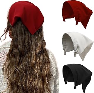 Floral Hair Scarf Headbands for Women - HAIMEIKANG Boho Hair Bandanas Scarf for Women Triangle Head Kerchief Solid Color H...