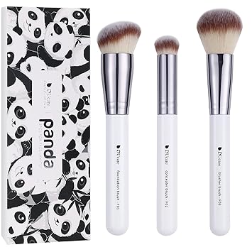 DUcare Makeup Kabuki Brushes 3Pcs Foundation Brush& Concealer Brush& Blusher Brush Face Blush Bronzer Travel Buffing Stippling Contour Liquid Blending Makeup brush set Black