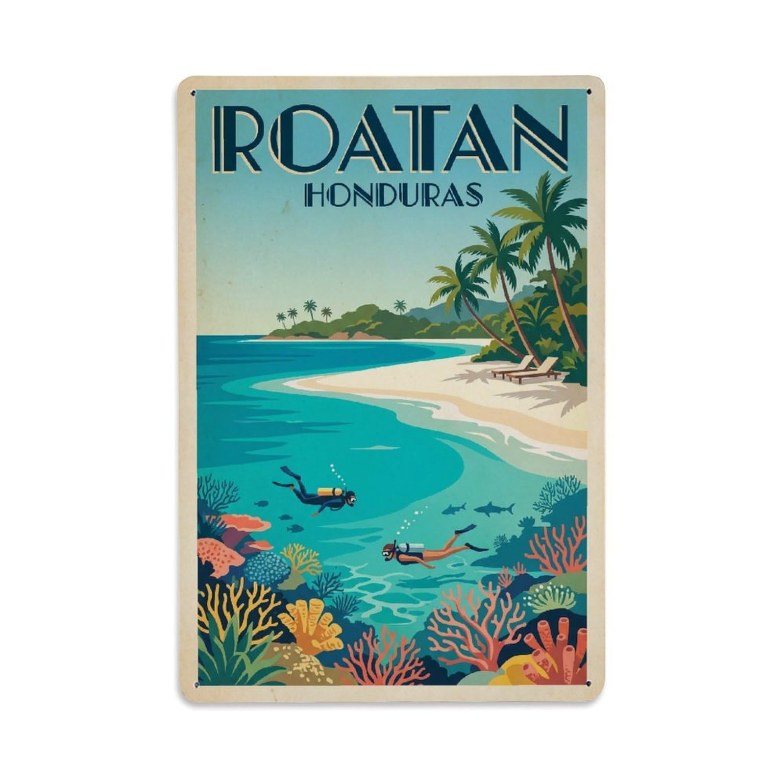 Honduras Roatan Vintage Travel Metal Tin Sign