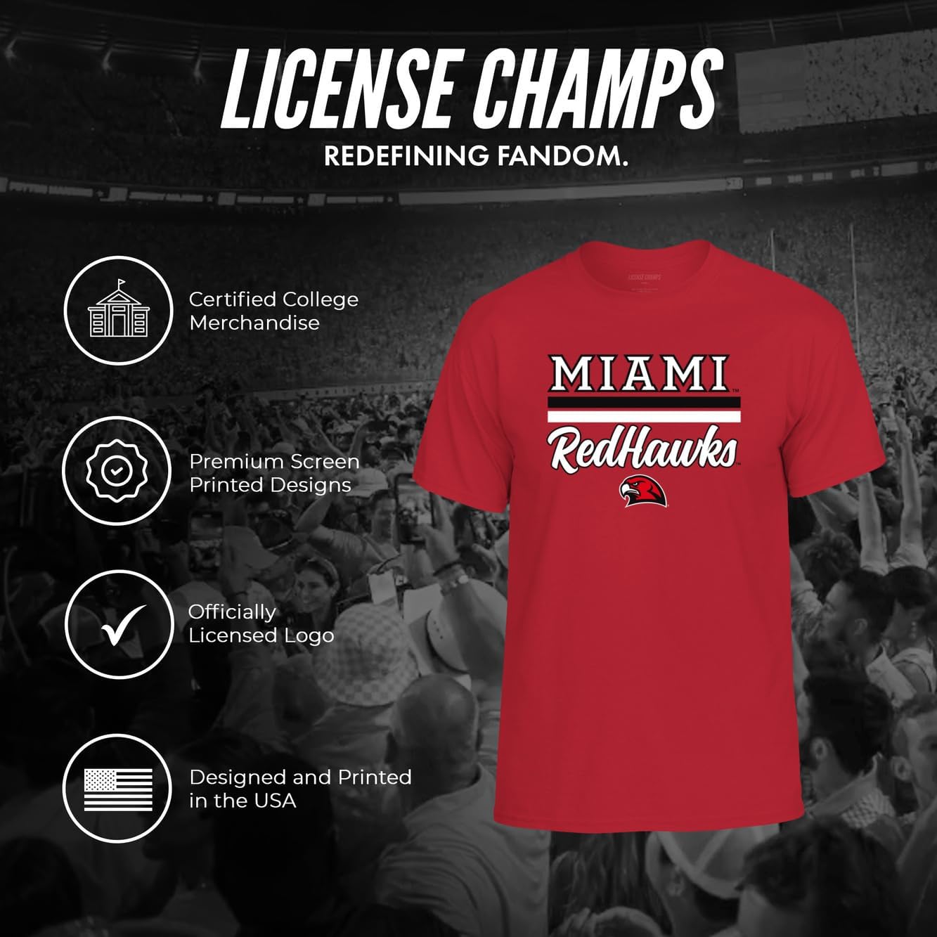 Cotton T-Shirt | Official NCAA College Merchandise | Mens Womens Adult Cotton | Tee with Team Bar Design