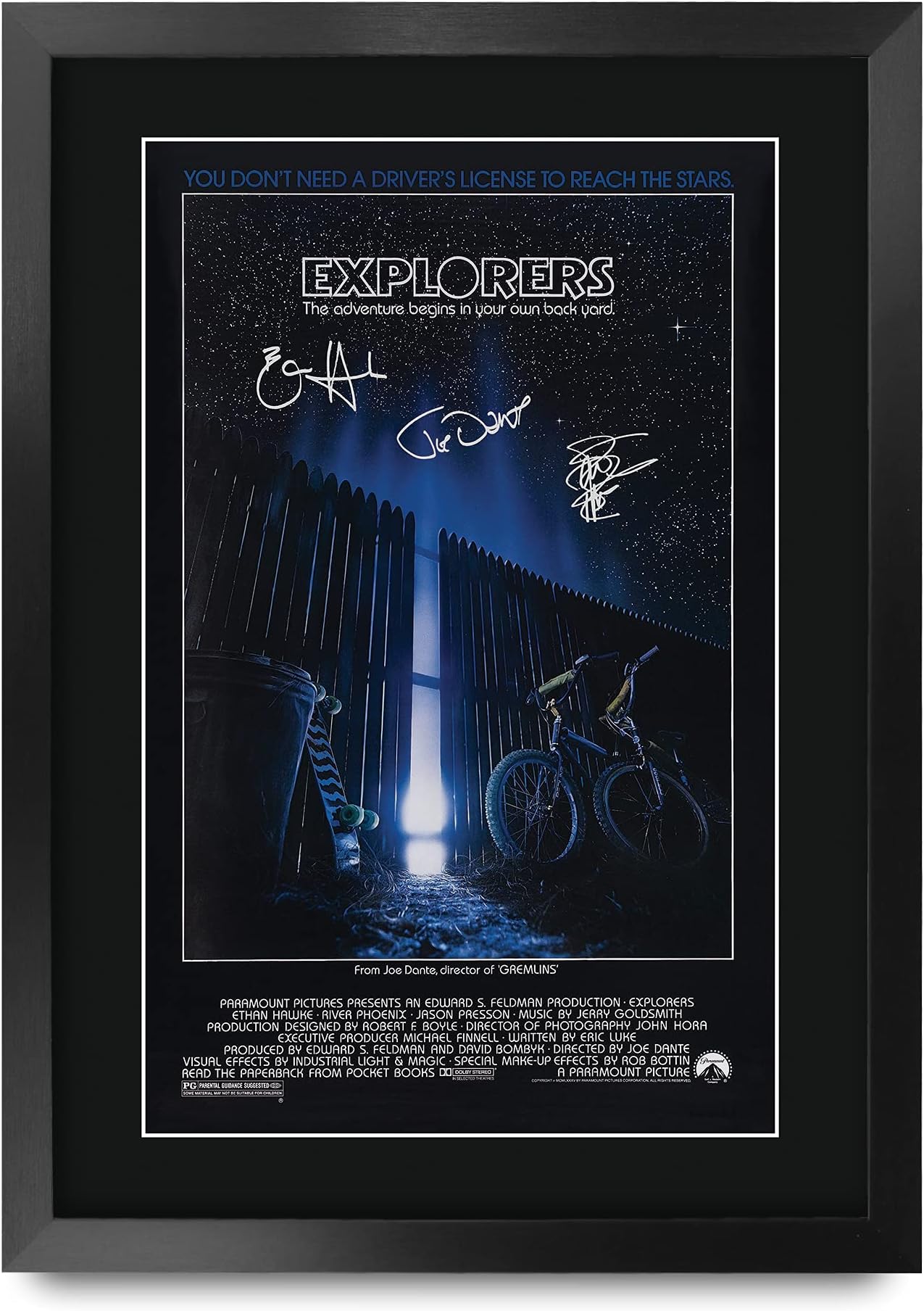 HWC Trading FR A3 Explorers Ethan Hawke, River Phoenix Gifts Printed Poster Signed Autograph Picture for Movie Memorabilia Fans - A3 Framed, Black