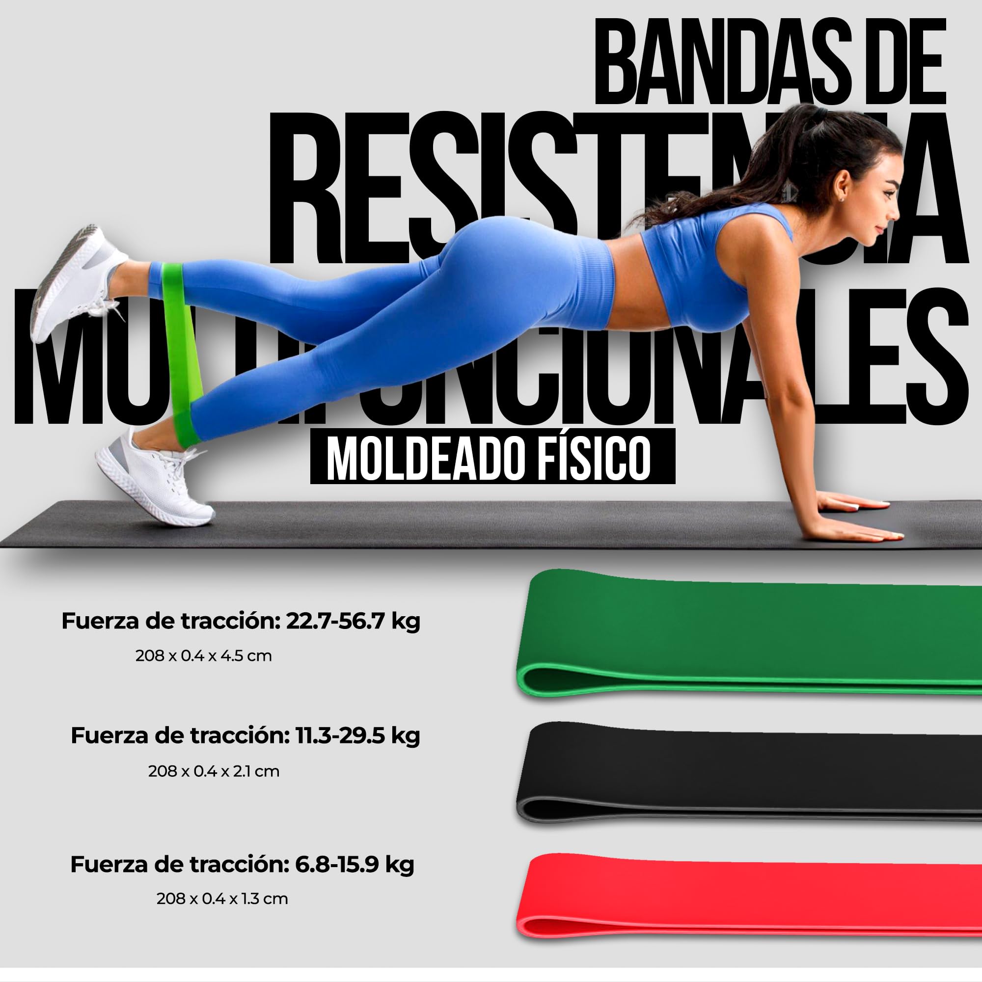 Kit Gimnasio: Barra Dominadas para Puerta y Pared (72-110cm) - Instalación Sin Tornillos con Nivelador + 5 Bandas Musculación con agarres, Bandas Elásticas y Bolsa - Carga 200kg