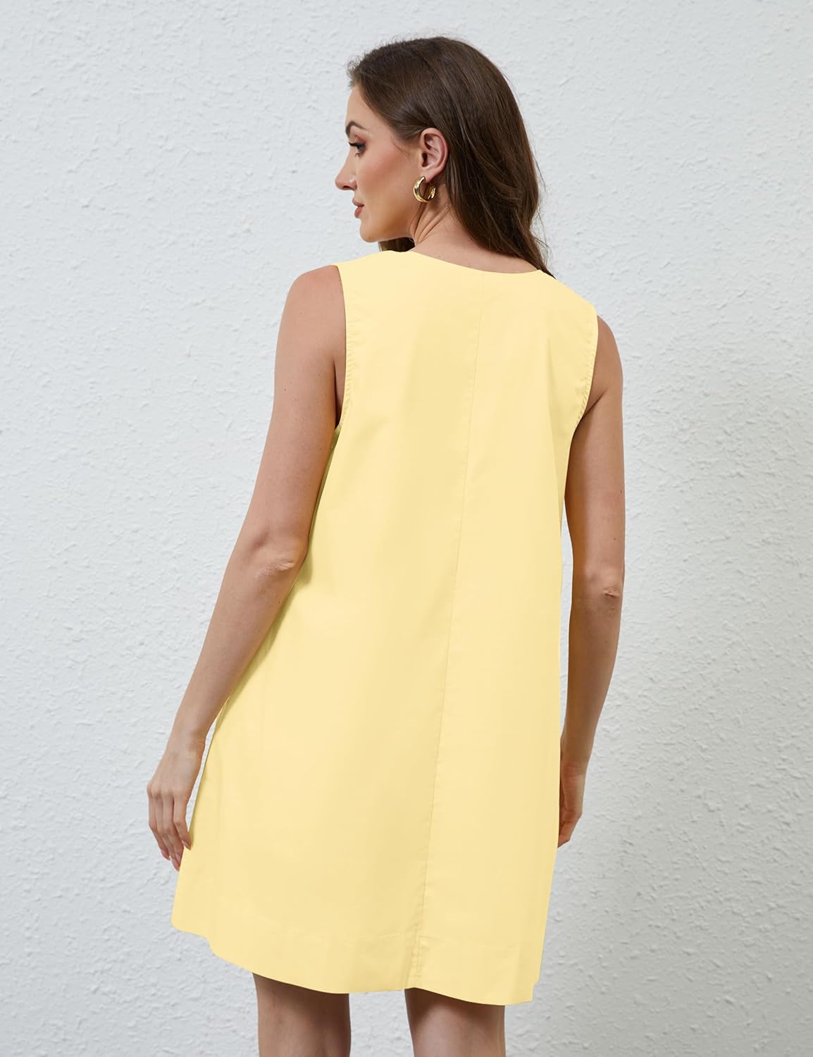 Livtany Women's Scoop Neck Babydoll Cute Mini Dress Flowy Sleeveless Short Dress Ruched Loose Fit Summer Dresses with Pockets - Image 6