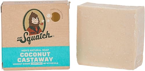 Dr. Squatch Jabón de barra natural para hombres con grano ligero, coco castaway 5 onzas (paquete de 1) 0.02 libras