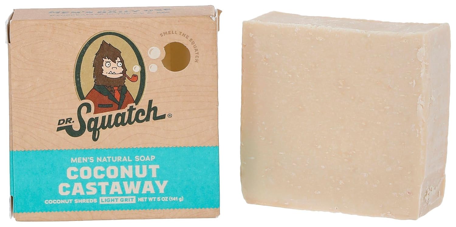 Dr Squatch All Natural Bar Soap for Men with Light Grit Coconut Castaway 5 Ounce Pack of 1
