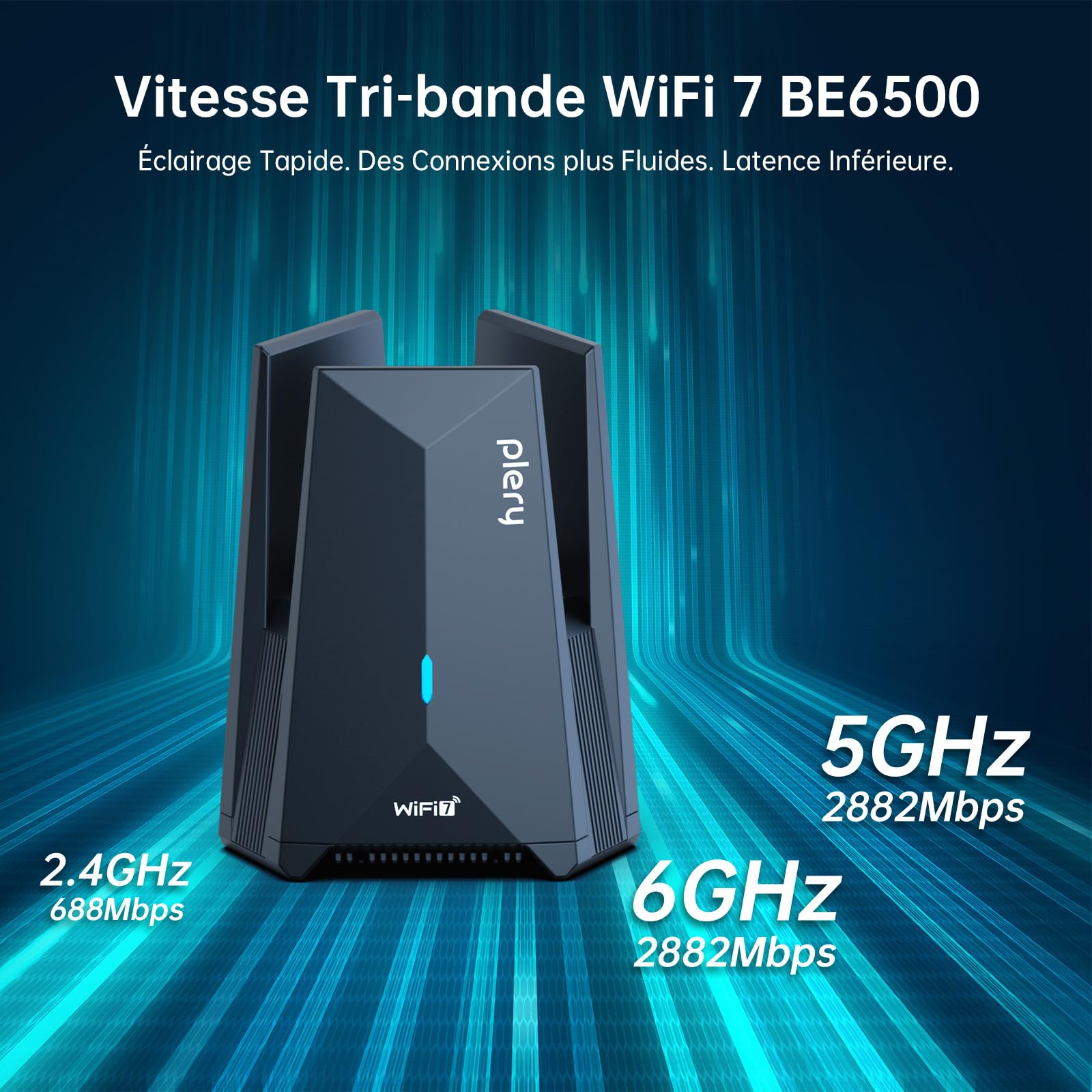 BE6500 Mbps Clé WiFi 7 Puissante Tri-Bande Clé USB WiFi pour PC | 6GHz/5GHz/2,4GHz, Type-C vers USB 3.0 Longue Portée Antenne Carte WiFi Compatible avec Windows 11/10, WPA3, Pilote Intégré