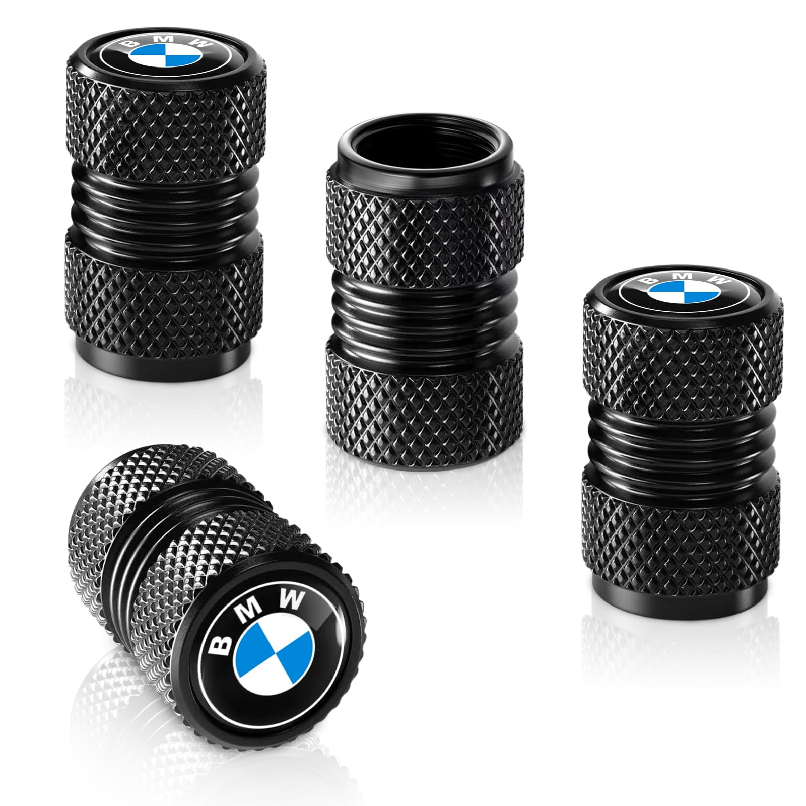 Tire Valve Stem Cap Cover for BMW M Accessories Belt O-Ring Seal Corrosion Resistant Tire Valve Stem Air Cap 4 Pack Black