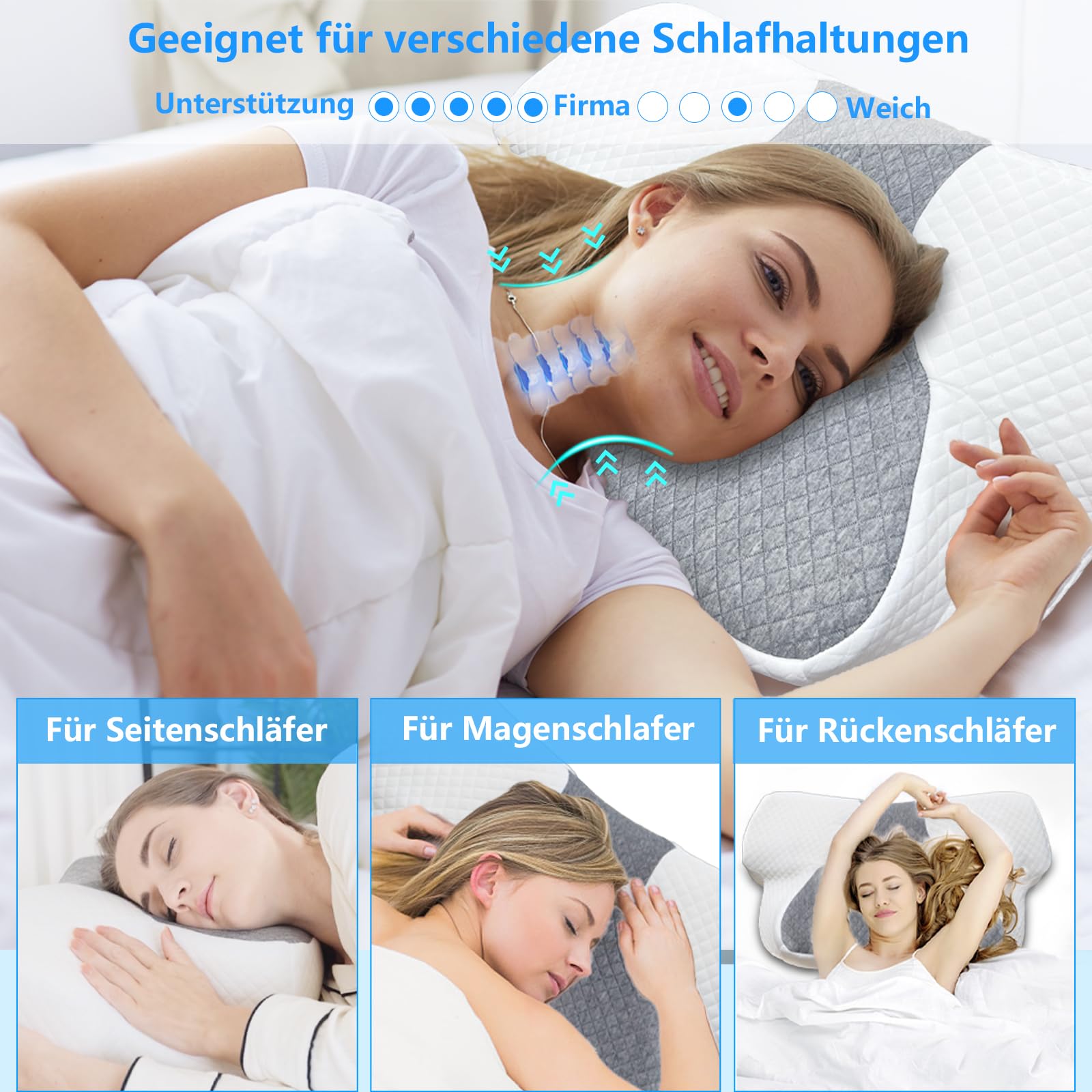 Homesuit Orthopädisches Kissen Anti Schnarch Memory Foam Nackenstützkissen Seitenschläfer