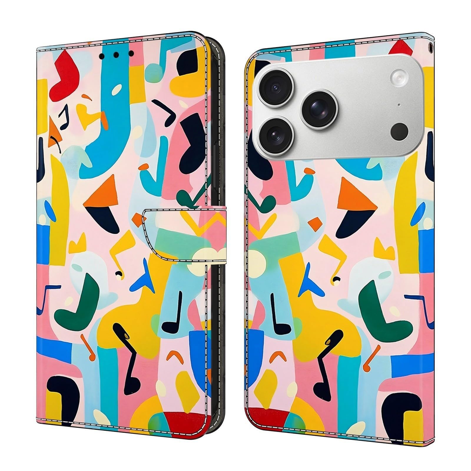 Coque iPhone 15 Pro Max portefeuille en cuir avec rabat magnétique et notes - 4