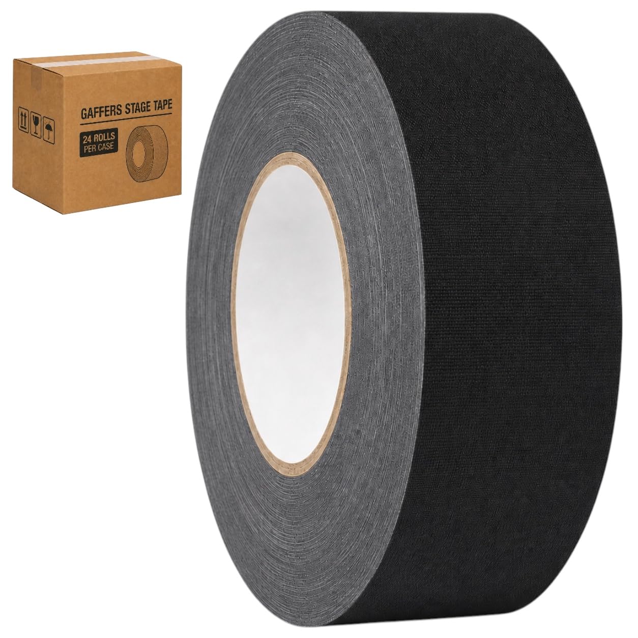 GGR Supplies CGT-80 Gaffers Stage Tape, Black, 2 in x 60 yd, 24-Pack