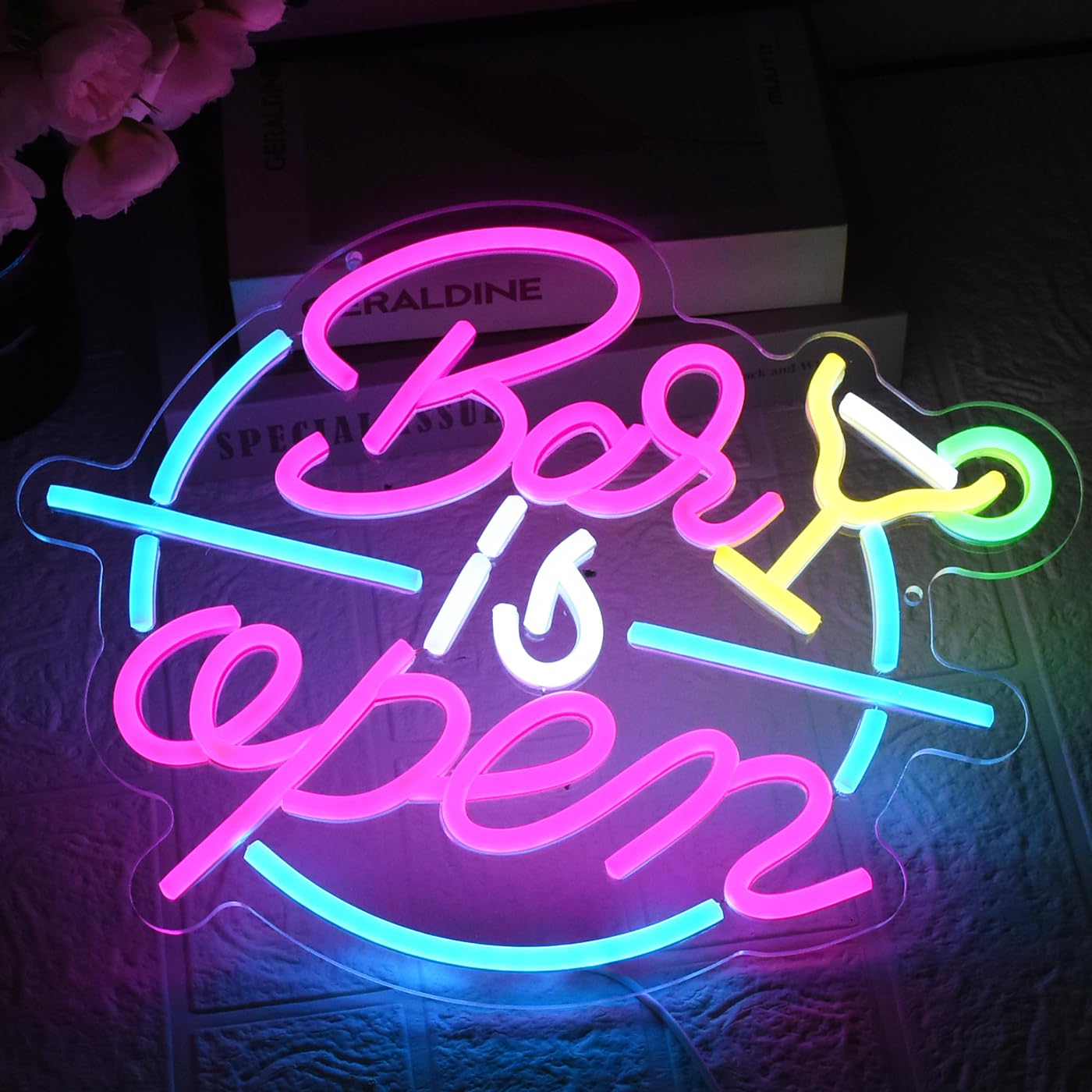 UExnkj-Y Bar Open Neon Sign Open signs USB powered LED neon light with switch, suitable for cocktail bar club, party - Image 4