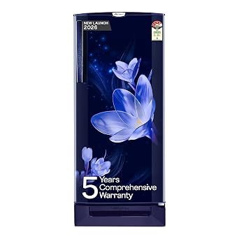 Godrej 185 L 4 Star Rating| 5 Years Comprehensive Warranty | Toughened Glass Shelves | 24 Day Farm Freshness| Jumbo Vegetable Tray | Single Door Refrigerator (RD 195DN TAI MN BL, Marine Blue)