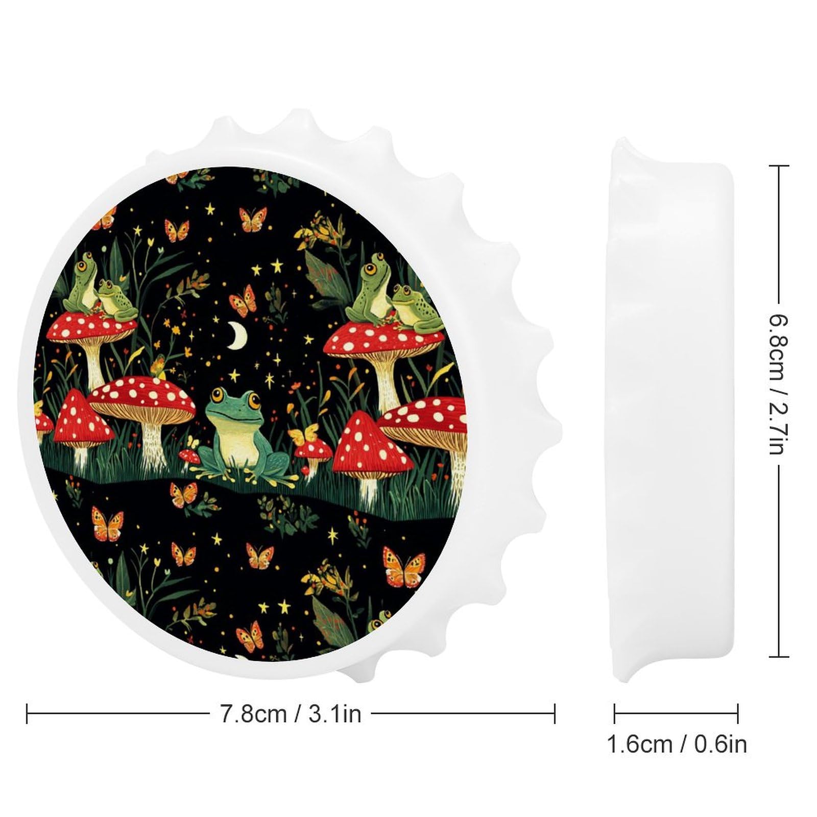 Frogs Toads Red Mushrooms Grass 2 in 1 Beer Bottle Opener Wall Mount Opener Portable Easy Storage Gift for Men Women White-style