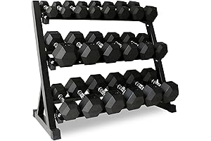 5-50 LBS Rubber Hex Dumbbell Set for Commercial Gyms