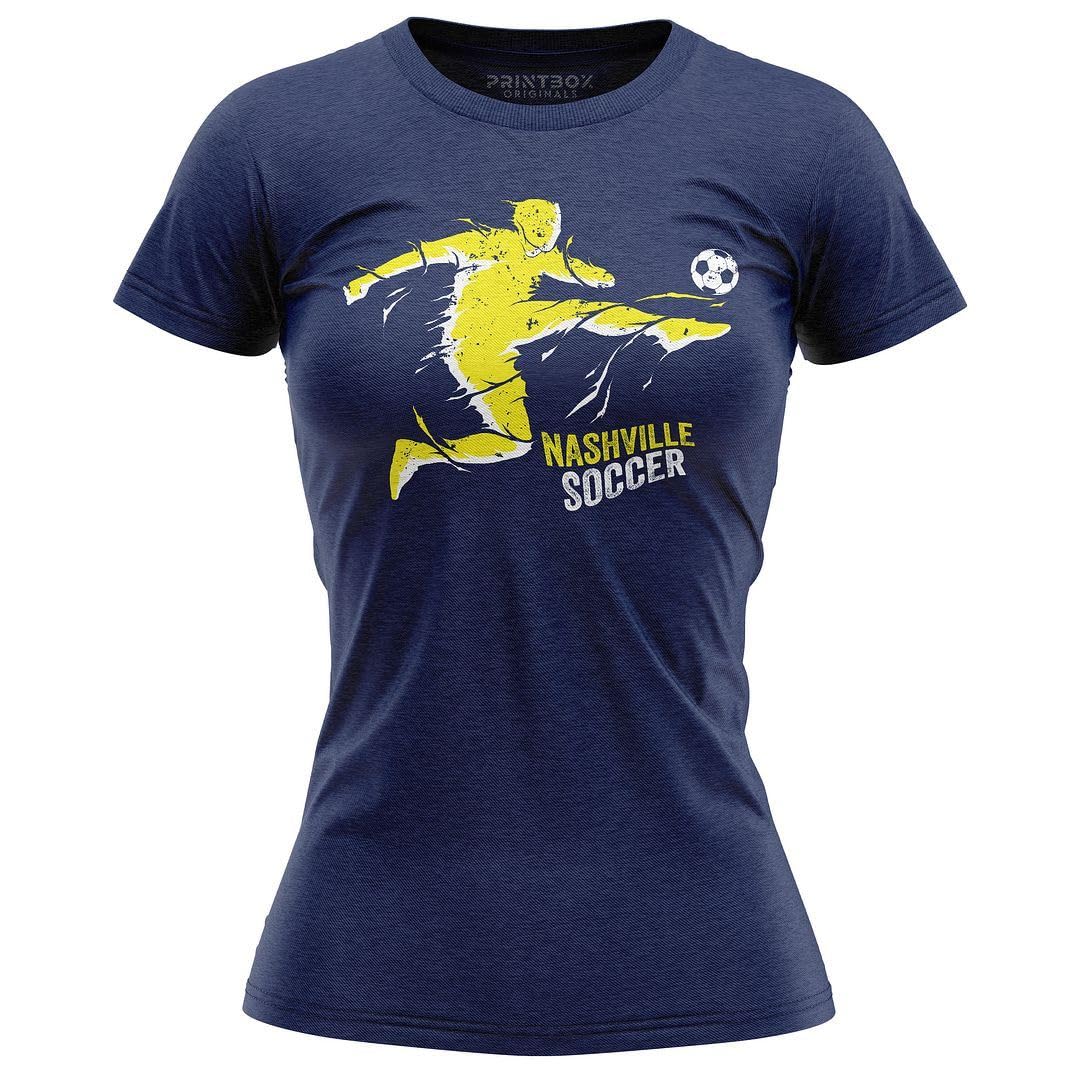 Nashville Soccer Jersey Tshirt for Women, Practice Apparel, Football Game Tee Navy Blue