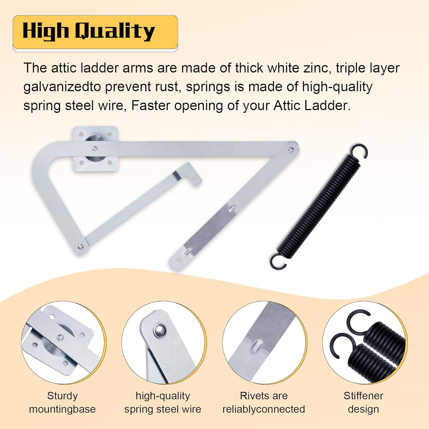 55-2 Attic Ladder Hinge Arms with Springs, fits for Werner Attic Ladders Manufactured After 2010 Compatible with Werner Mk5, Wu2210, W2208, W2210 Attic Ladder Parts, 55-2 Attic Hinge Arms