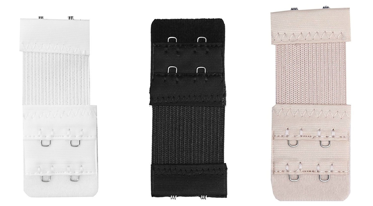 the secret boutique | Women's Bra Extender | Adjustable Strap Extension | 3-Hook | Black White Beige | Pack of 3-picture-3