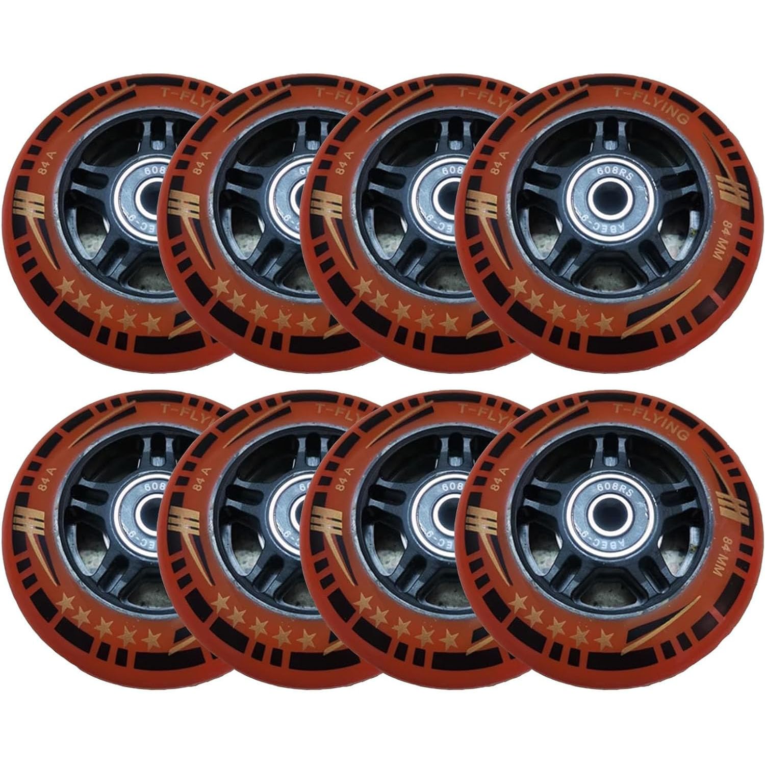 NBTRXWAFR 84Mm Inline Skate Wheels with Bearings (Pack of 8) 84A Indoor/Outdoor Roller Skate Wheels, Designed for Replacing Roller Skate Wheels