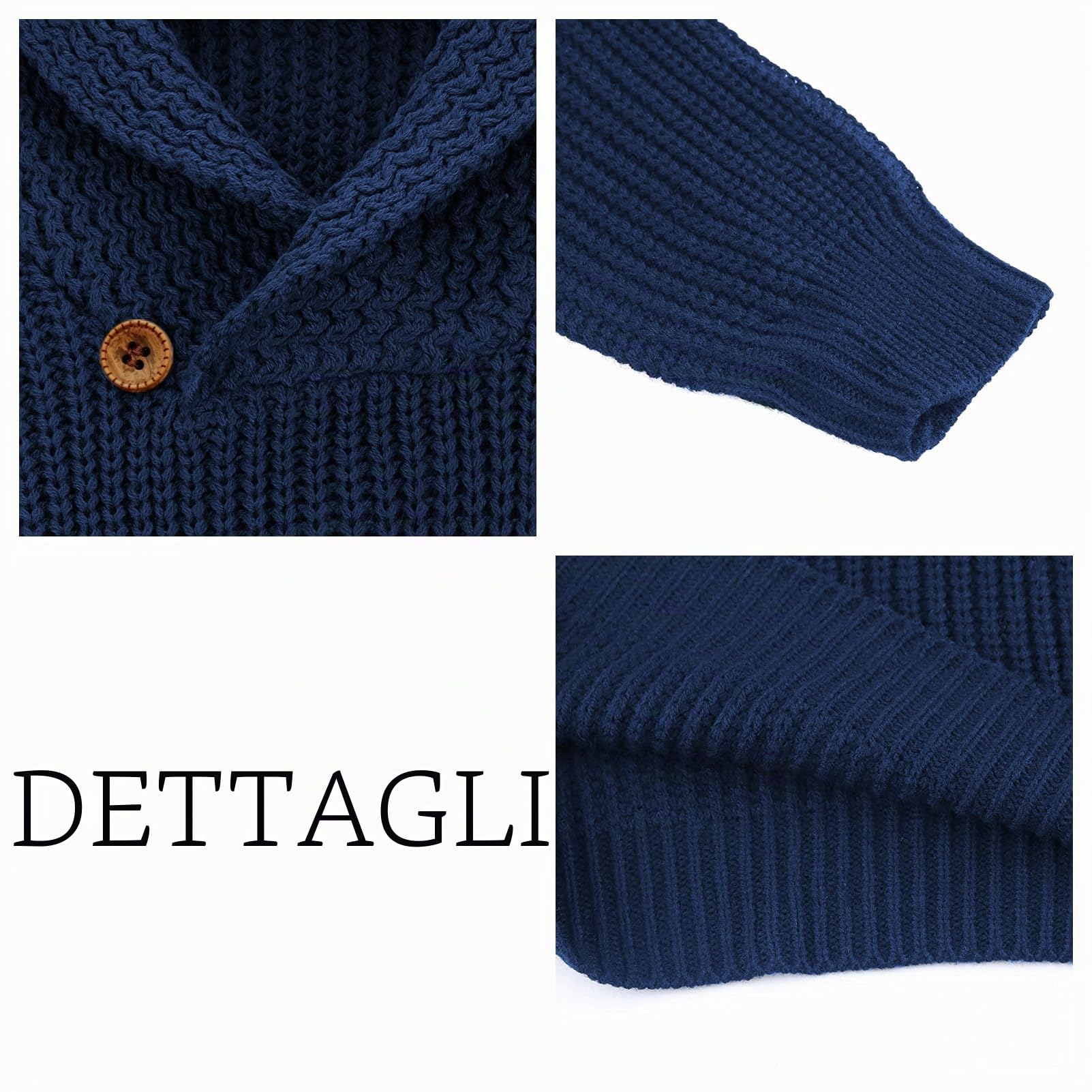 Runcati Maglione da uomo con collo a scialle, maglia fine, maglione invernale elegante, vestibilità regolare