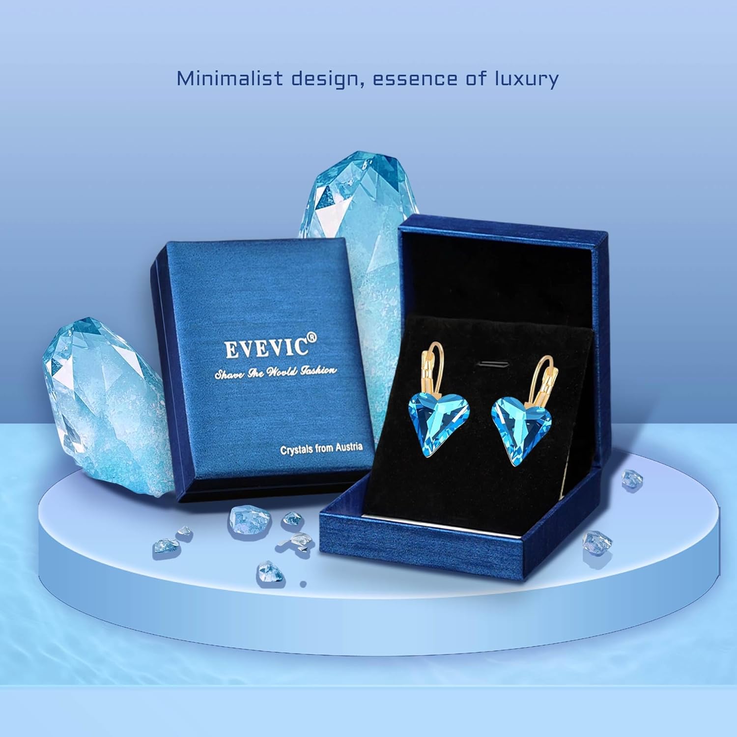 Trendy Austrian Crystal Heart Drop Leverback Earrings for Women 14K Rose Gold Plated Hypoallergenic Jewelry Gifts - Image 7