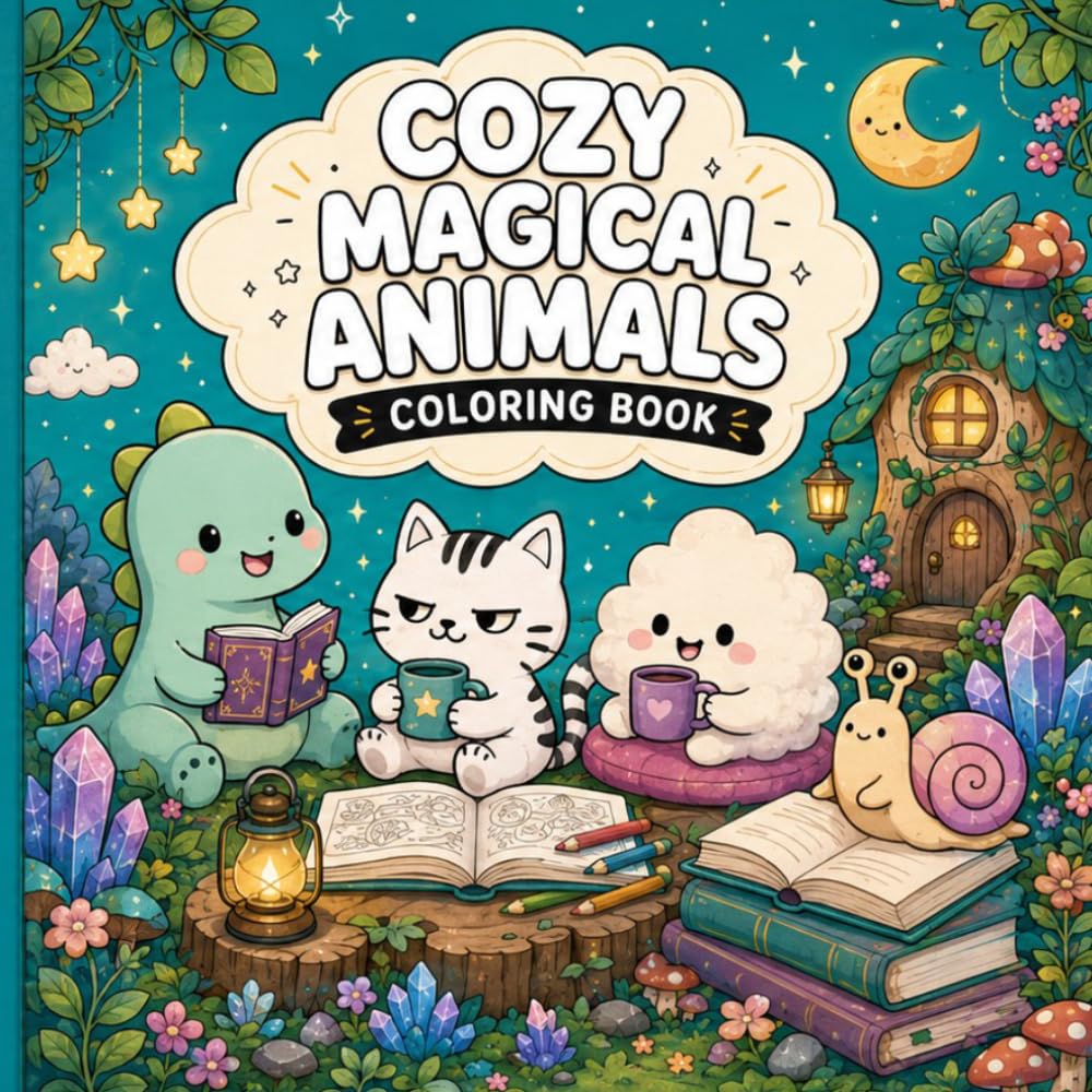 Cozy Magical Animals Coloring Book