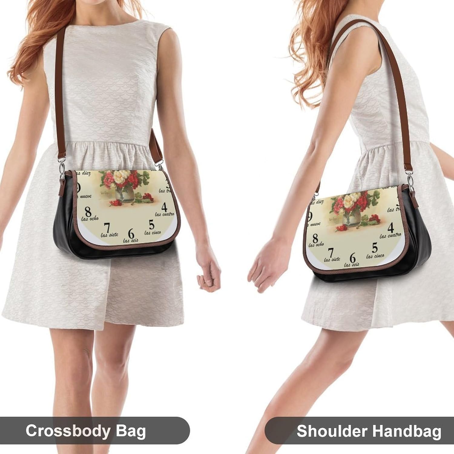 Vintage Image And Numbers in SpanishWomen's Faux Leather Crossbody Bag, Waterproof Wrinkle-Resistant Shoulder Bag with Detachable Strap, Large Capacity Casual Handbag, Fashion Daily Purse for Shopping