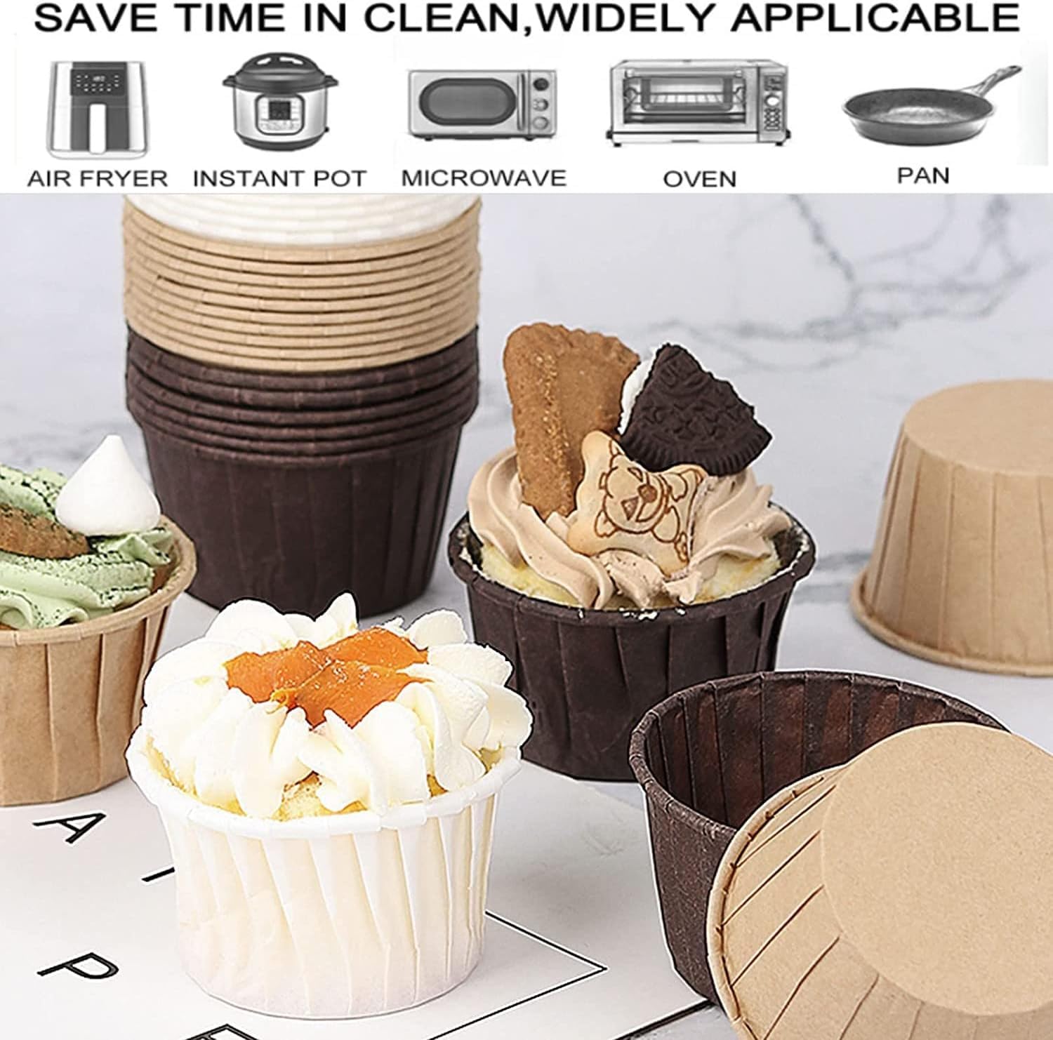 Lot de 150 moules jetables en papier sulfurisé pour muffins et gâteaux