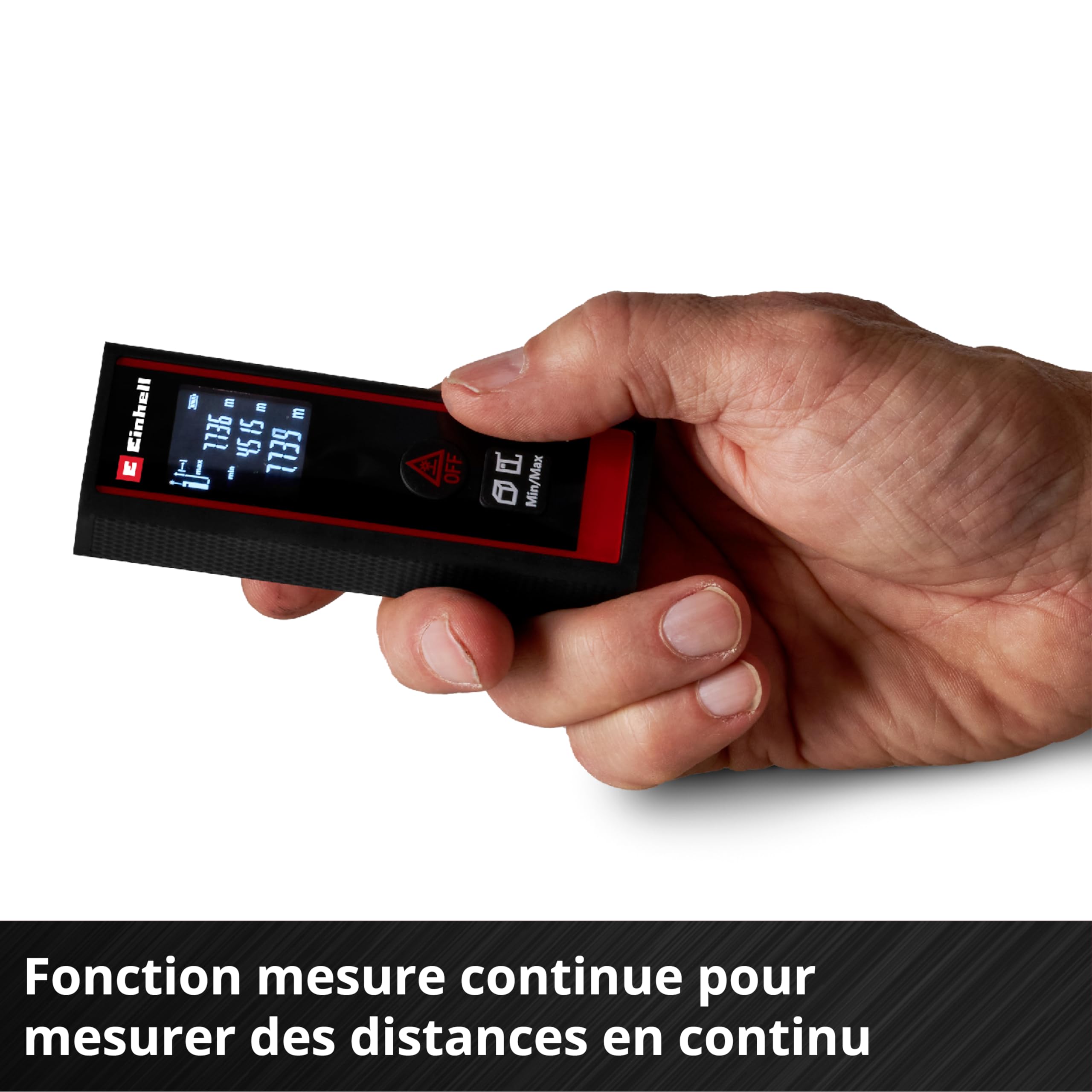 Einhell Télémètre Laser TC-LD 30 R (portée Max. 30 m, Modes de Mesure Distances, Surfaces, volumes, Mesure Continue, écran LCD, arrêt Automatique, sans Piles)