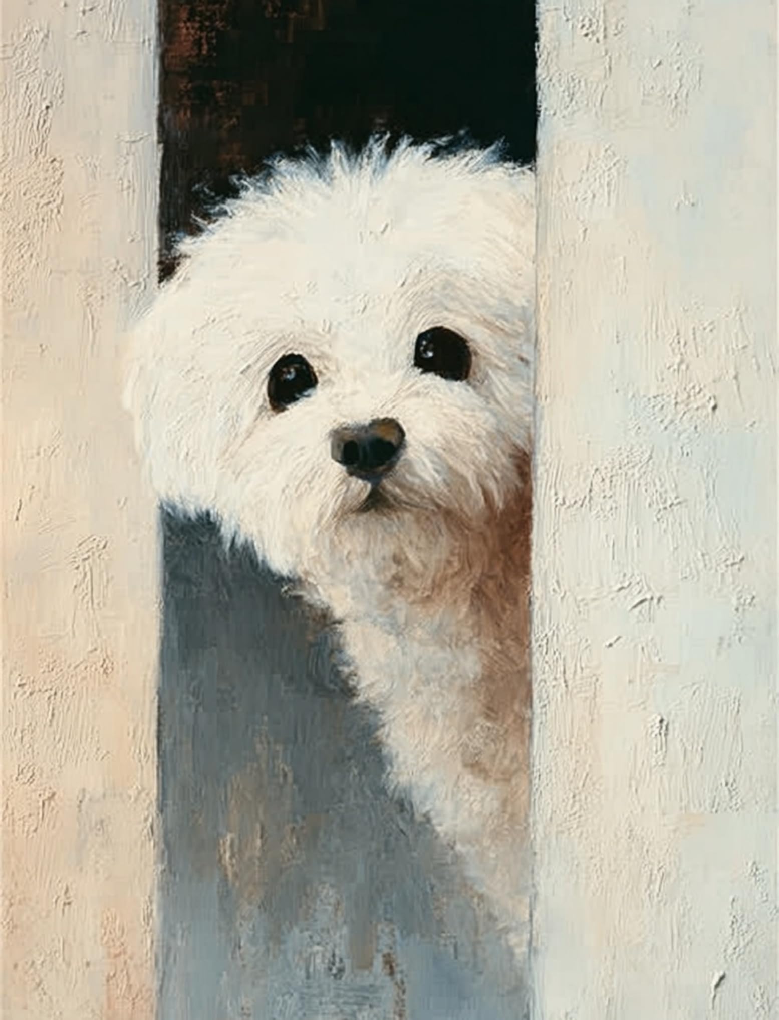WANGWANGMIAO Paint by Number for Adults White Dog,Painting by Numbers Kits for Beginners,Colorful Oil Paints Craft Art for Home Wall Decor Gift 20X16Inch，with Frame