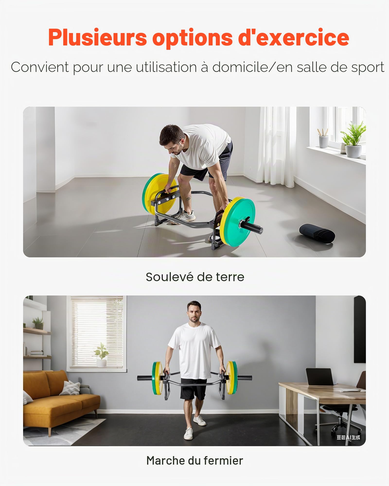 VEVOR Barre Hexagonale pour Disque de 5 cm, Trap Bar Charge 240 kg, Barre de Musculation Fitness pour Squats, Soulevés de Terre, Haussement d'Épaules et Haltérophilie, Salle de Sport, Noir