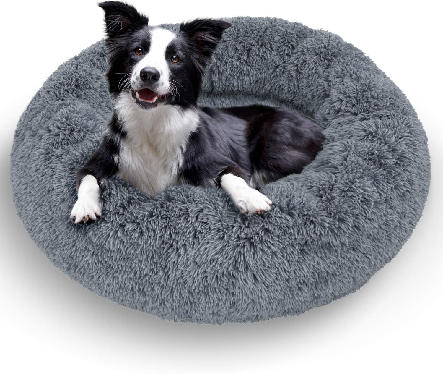 Active Pets Plush Calming Dog Bed, Donut Dog Bed for Small Dogs, Medium & Large, Anti Anxiety Dog Bed, Soft Fuzzy Calming Bed for Dogs & Cats, Comfy Cat Bed, Marshmallow Cuddler Nest Calming Pet Bed