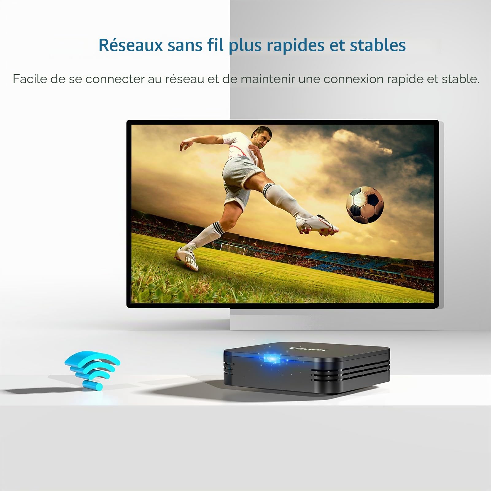 Android TV Box 10.0, Android Box 2 Go RAM 16 Go ROM, Allwinner H313 Quad-Core Arm Cortex A53, Support WiFi et USB 4K Smart Box TV