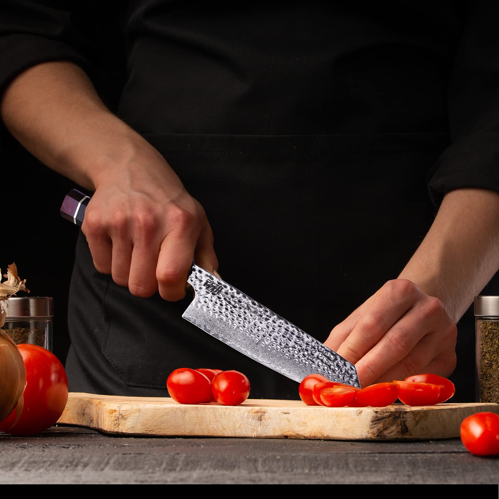 FINDKING Cuchillo Kiritsuke 22cm Damasco Chef con Funda ABS Serie Eternity